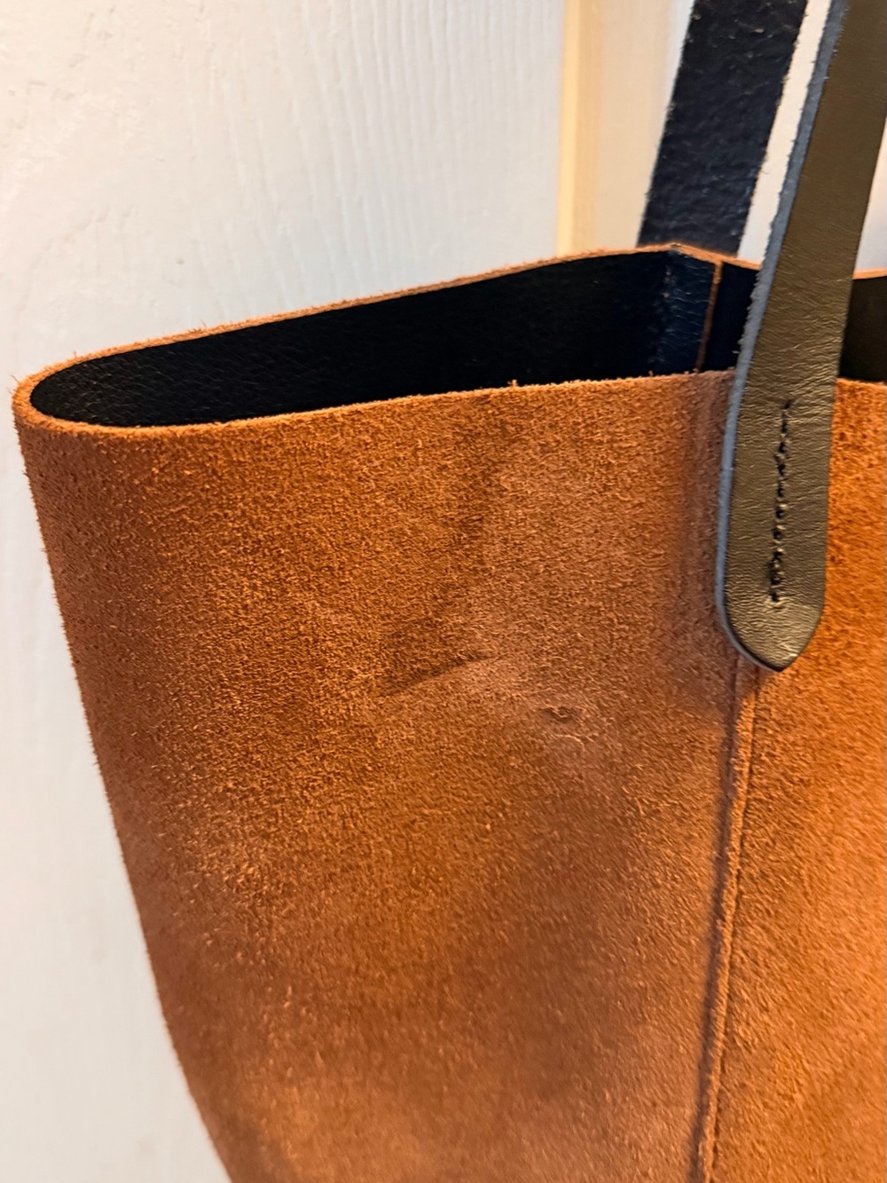 Mark & Graham Brown Suede Tote with Black Straps - Picture 4 of 6
